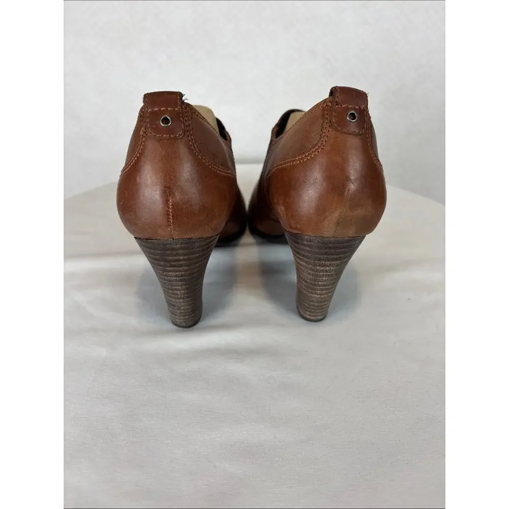 Clarks Artisan Brown Leather Ankle Booties Heeled Slip On Shoes Women’s 10M